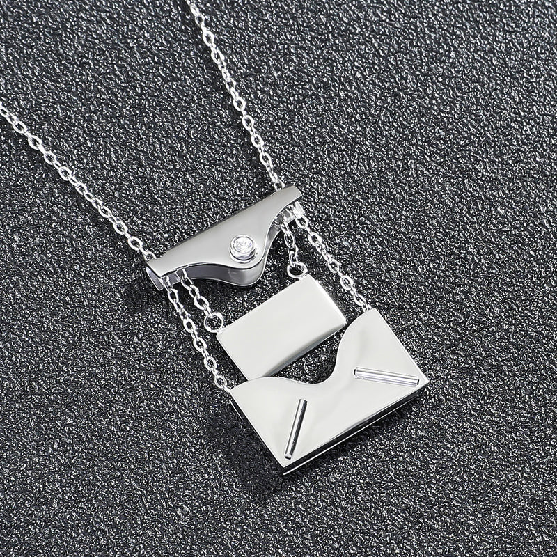 2023 Titanium Steel Openable Envelope Necklace for All